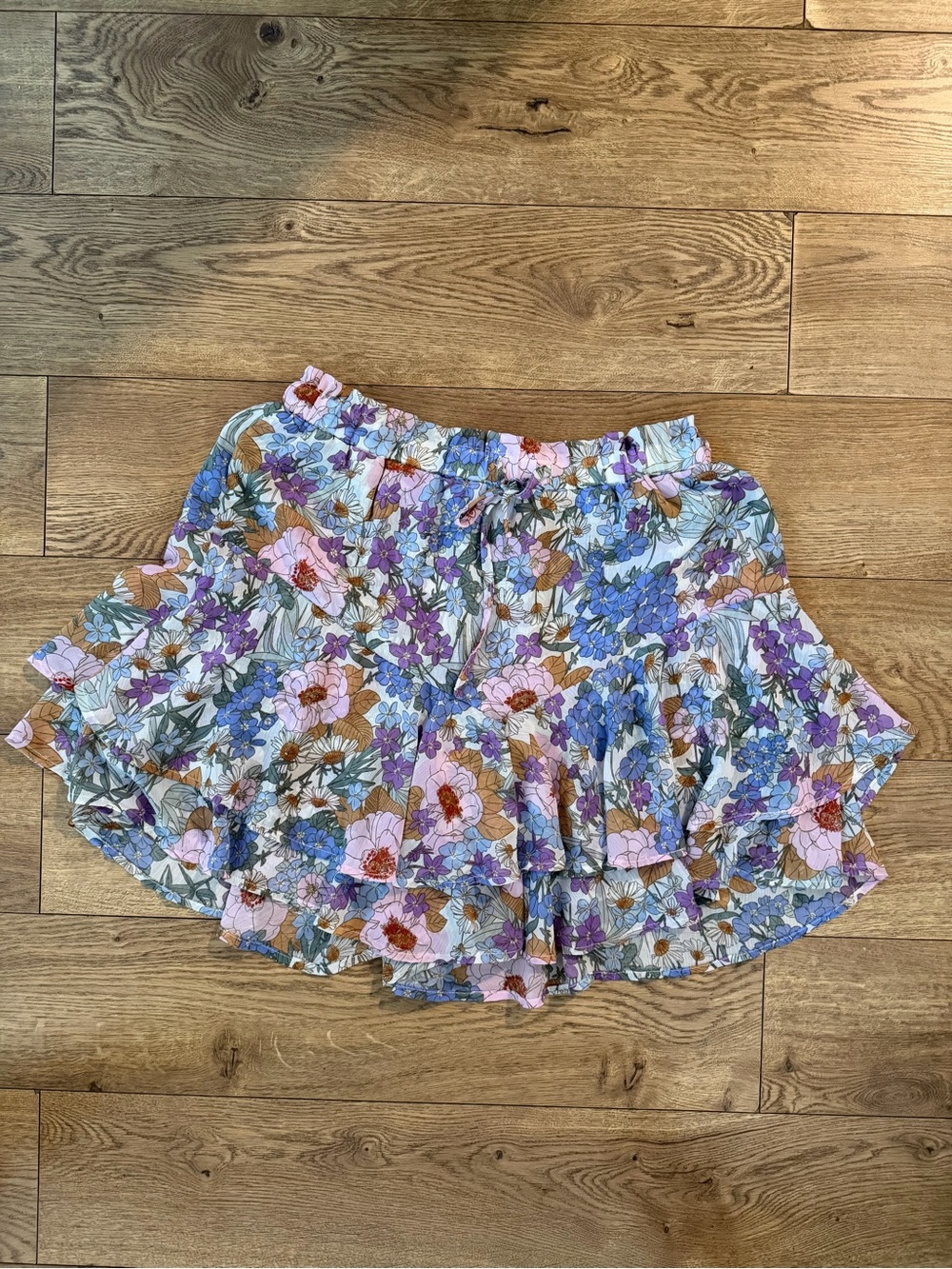Floral Print Ruffle Hem Skort - Picture 6 of 8